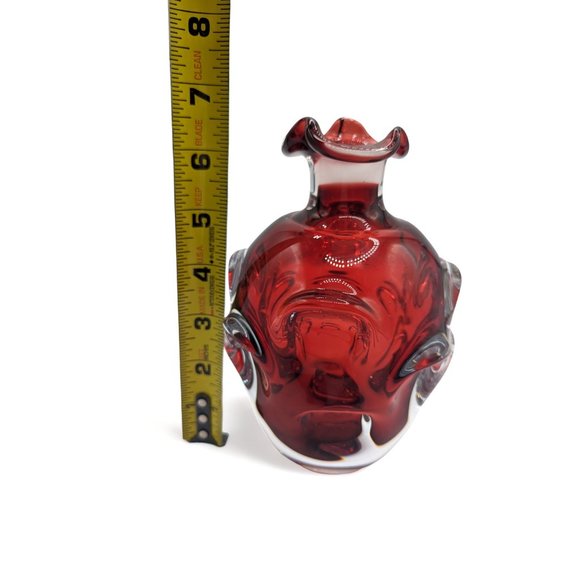 Vintage Aseda Swedish Art Glass Bergstrom Ruby Thumbprint Glass Decanter 7 in - Picture 13 of 14